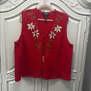 Christmas Designs Original Studio Joy Red Vest with White Floral - 1X